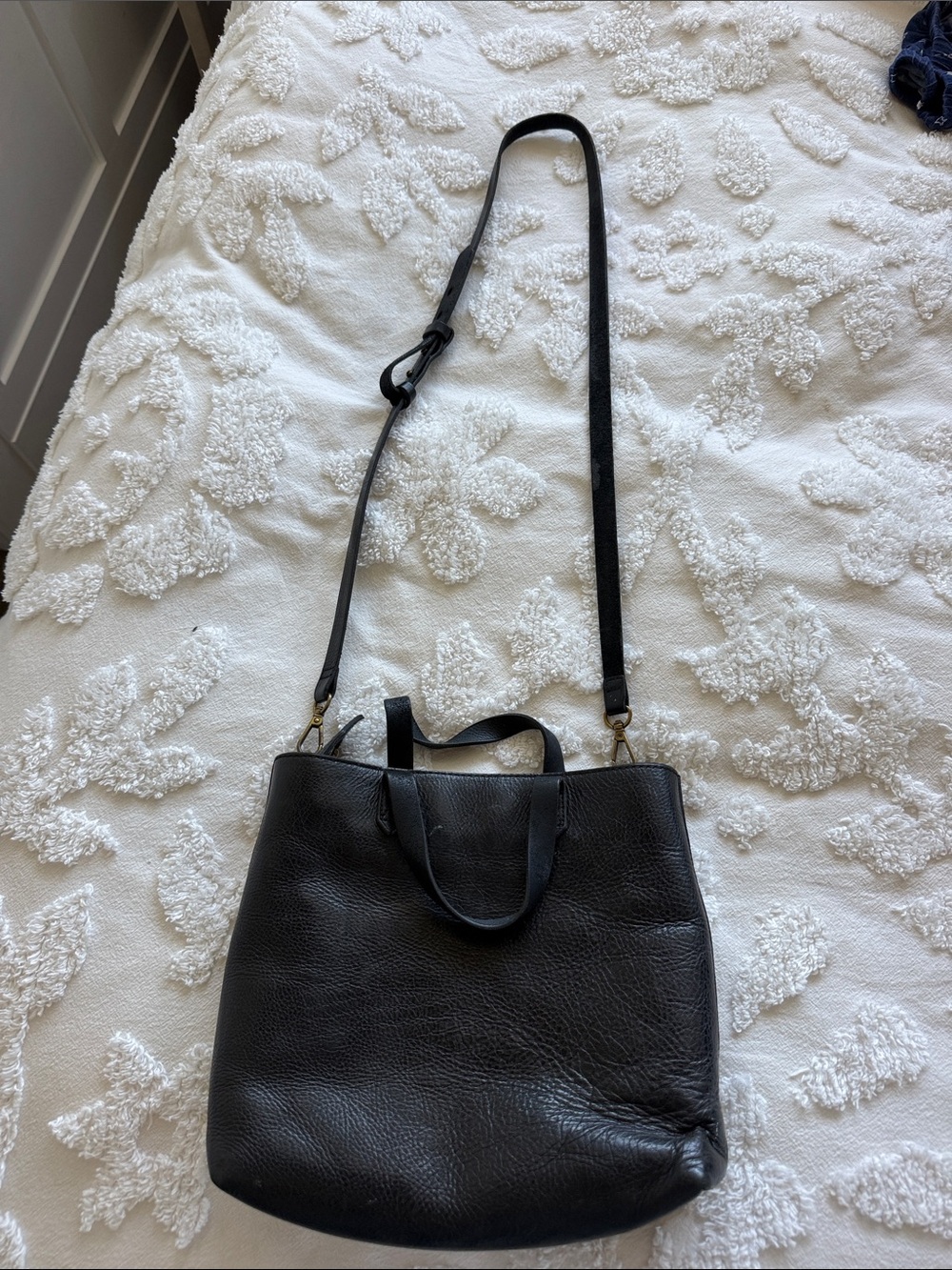 Madewell Black Leather Shoulder Bag with Removable Strap